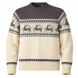 Vintage 70s Manhattan The Hub Reindeer‎ Fair Isle Sweater Wintuk Large USA
